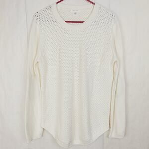 August Mist ivory elbow patch basket weave sweater Size medium Preppy Academia